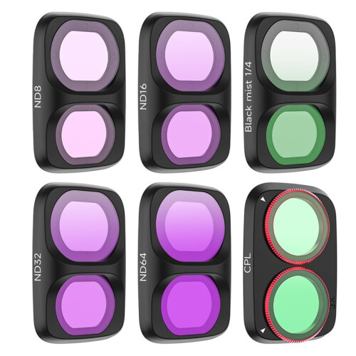 Lens Filter Kit for  Osmo Pocket 4P Adjustable CPL+ND8+ND16+ND32+ND64+1/4 Black Soft Filter Camera Natural Filter