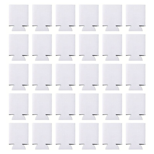 30 Pcs White Coolers - Bulk Sublimation Blank Sleeves for Drinks, Party & DIY Projects