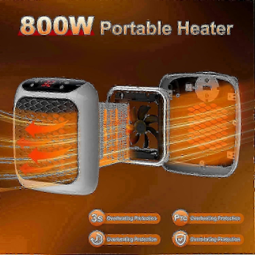 Φορητή θερμάστρα, κεραμική θερμάστρα 800W με πρίζα, ηλεκτρική θερμάστρα χ 1