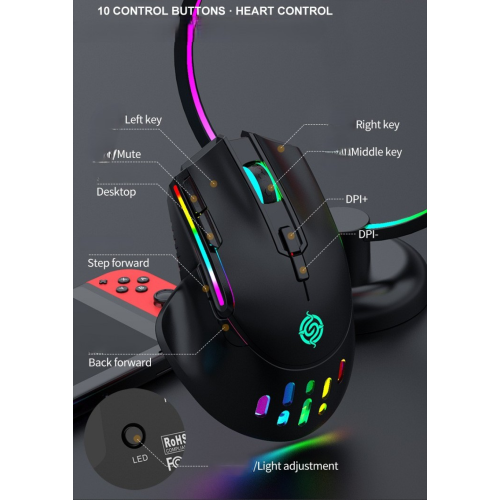 Wireless Gaming Mouse - RGB Lighting, Rechargeable, Lightweight Design with Macro Programming 1