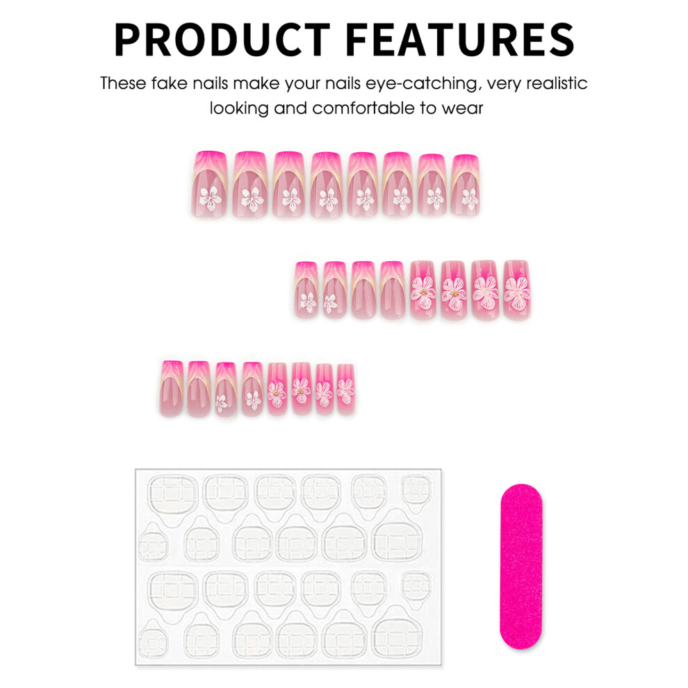 Phui-Pet-Supplies Glossy French Tip False Nails - Long Lasting & Waterproof