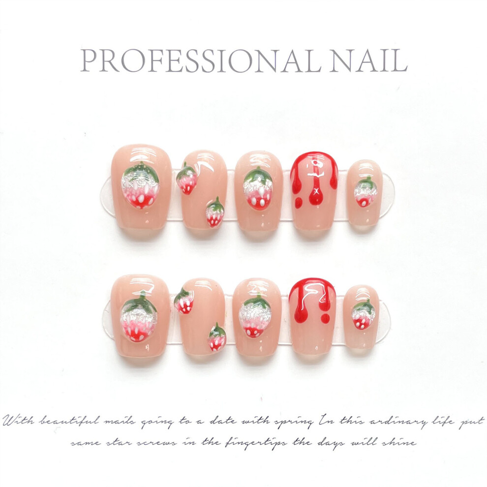 Phui-Pet-Supplies (Xs) Strawberry Pink Reusable False Nails