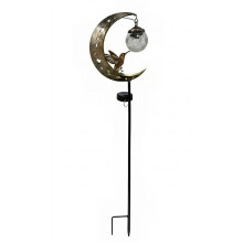 Moon Solar Stake Light Waterproof Crackle Glass Globe Pathway Decor