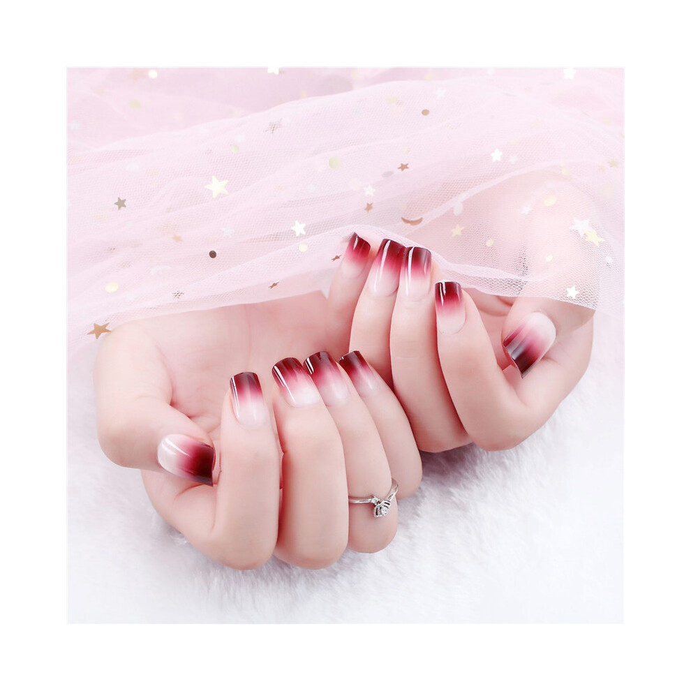 Roc-Electron 24Pcs Purple Gradient Fake Nails, Square Head, Detachable