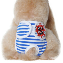 (Blue, S) Reusable Dog Diapers, Adjustable Cotton Belly Bands for Pets
