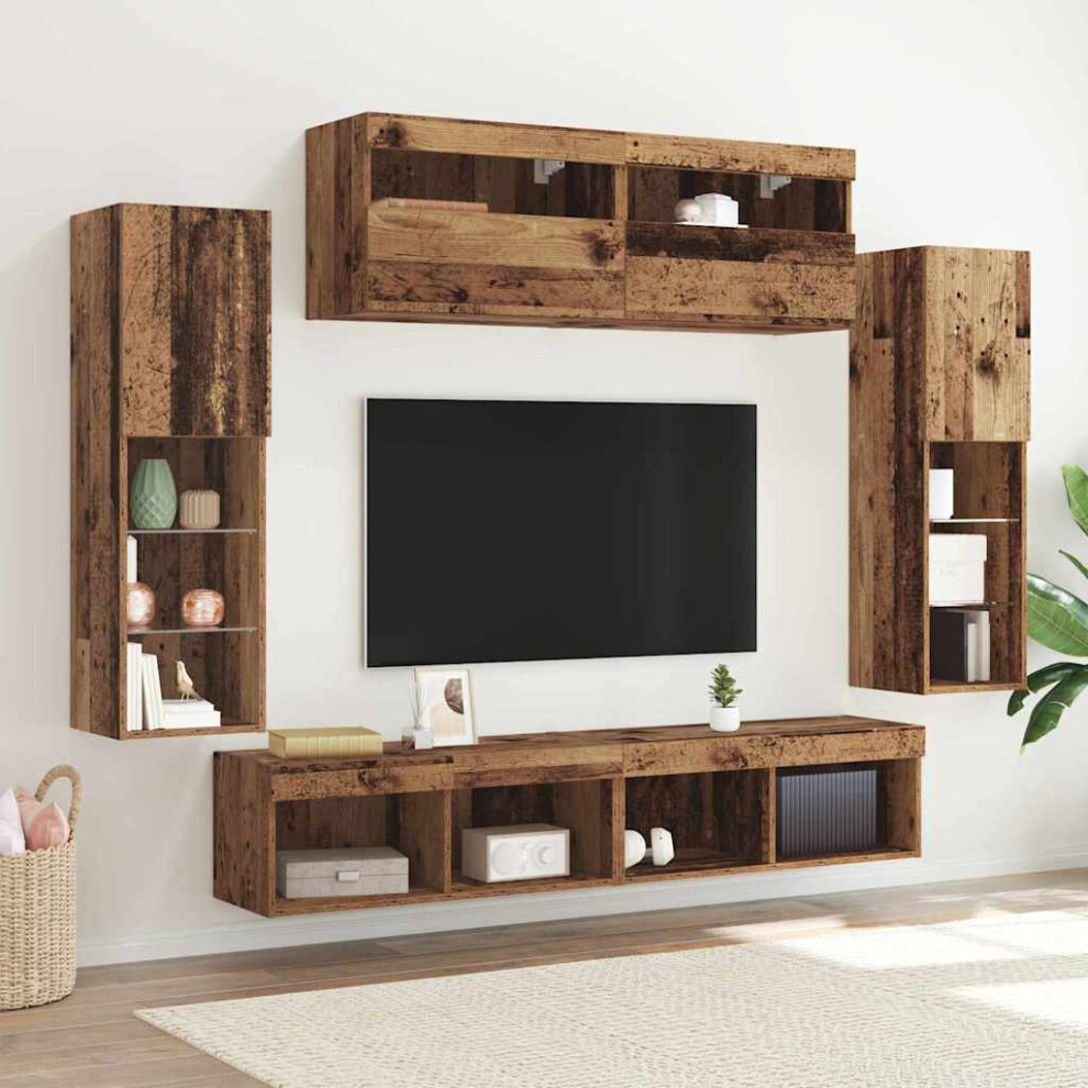 Vidaxl Tv Cabinet Set Wall-Mounted 6 Pcs Old Wood Engineered Wood