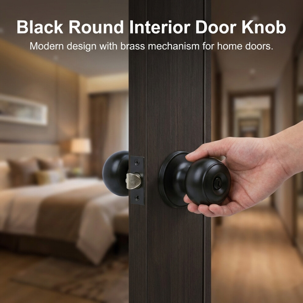 (Bk No Keys) Locking Door Knob For Interior/Exterior Wooden Doors 6935060616103