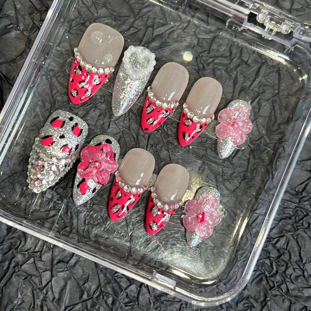 Bright-Home (Xs) Nude Almond Fake Nails With Leopard Print Odorless Provides A Comfortable Experience For Shopping Traveling Dating