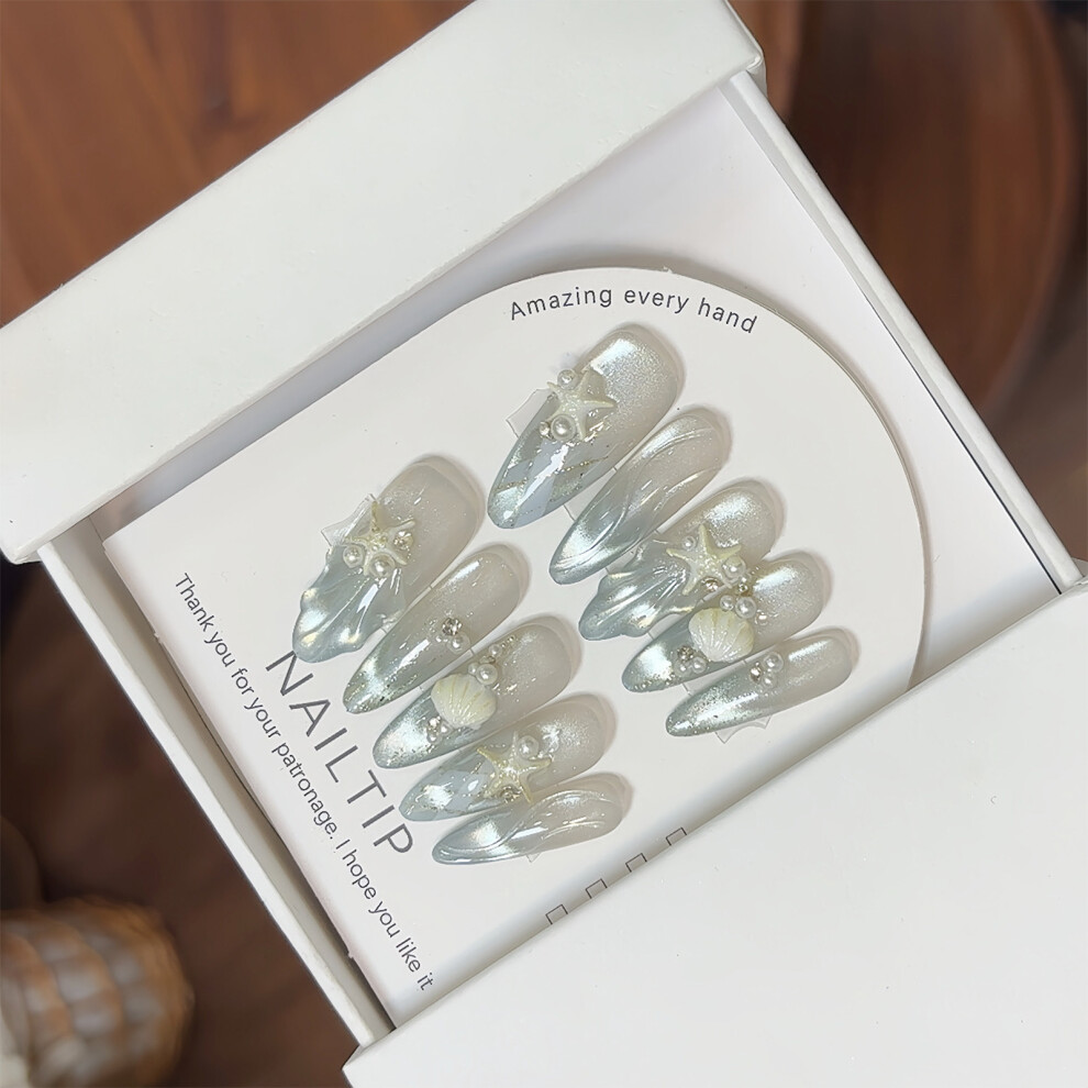 Roc-Electron (S) 10Pcs Reusable Cat Eye Press-On Nails