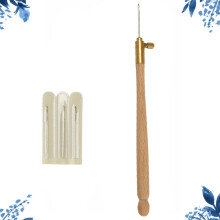 4PCS punch bordado agulhas conjunto com alça de madeira de faixa, caneta de bordado e Felting agulha kit