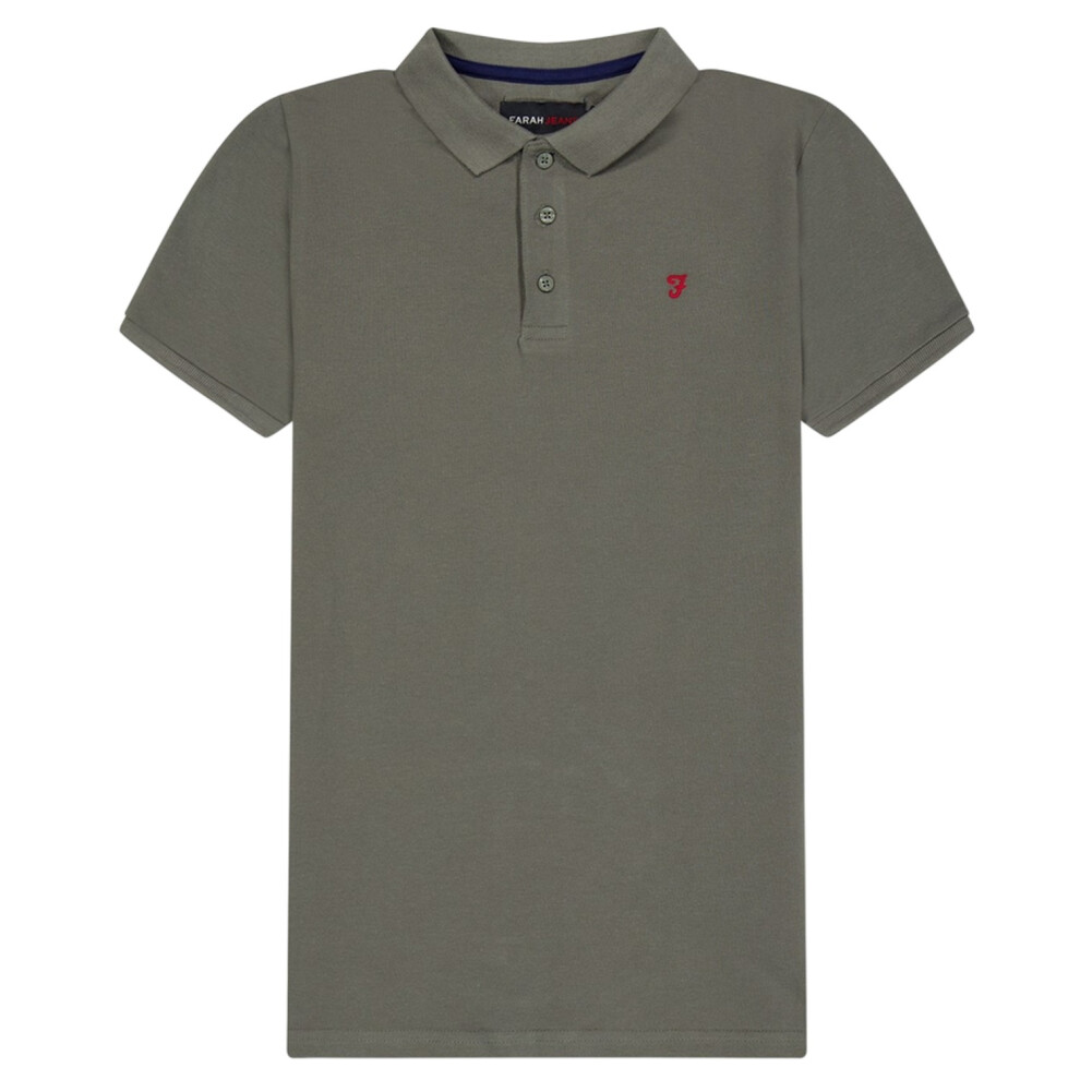 Farah (8-9 Years, Green) Boys Bugsworth Embroidered Short-Sleeved Polo Shirt