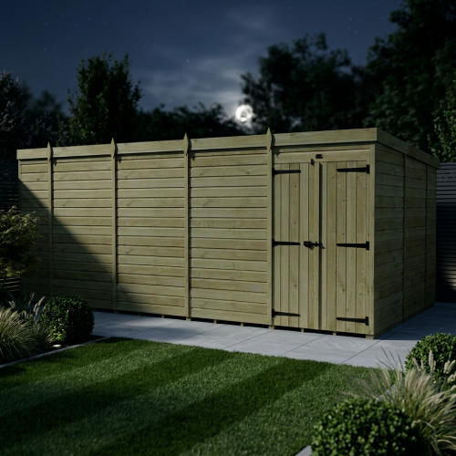 18 x 10 Pent Shed Tanalised (Double Door, No Windows) 2