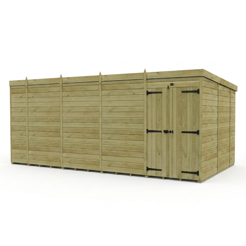 18 x 10 Pent Shed Tanalised (Double Door, No Windows) 1