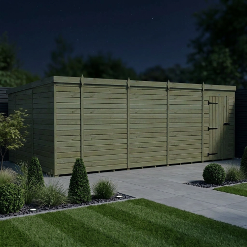 18 x 10 Pent Shed Tanalised (Single Door, No Windows) 2