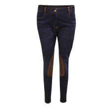 (36in, Blue Denim) Dublin Womens/Ladies Shona Suede Knee Patch Denim Breeches