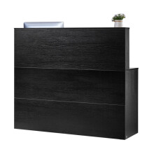 Comptoir de Réception en L-Duoku-140x80x120 cm-Bureau d'Accueil avec Tiroir-Plateau Clavier et Armoire-Meuble pour Caisse et Hall