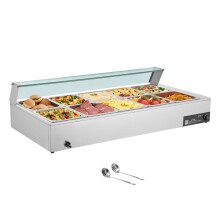 Chauffe-Plat Électrique à Vapeur-Duoku-1700 W-Buffet Chauffant en Acier Inoxydable-Bain-marie avec 10 Bacs 1/2