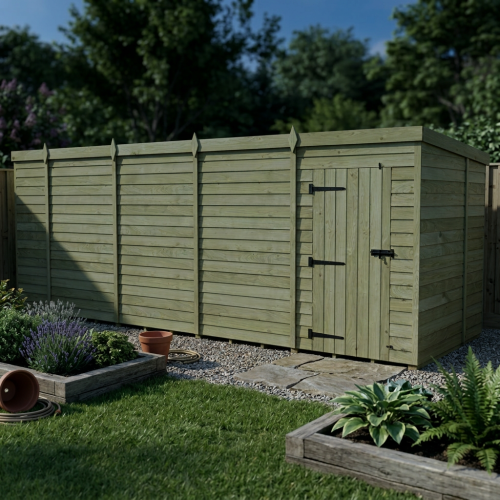 18 x 7 Pent Shed Tanalised (Single Door, No Windows) 2