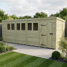 18 x 7 Pent Shed Tanalised (Single Door, With Windows)