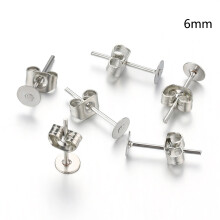 (Silver, 4mm) DIY Stud Earring Bases with Plugs