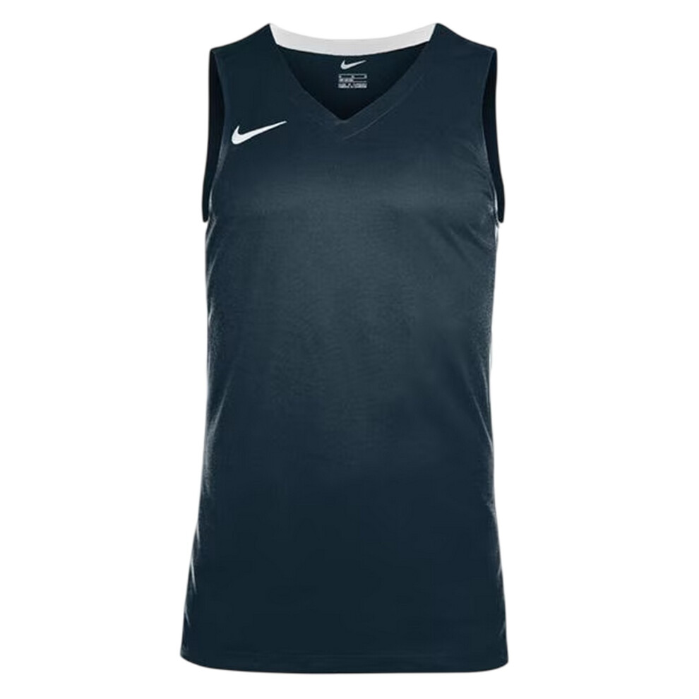 Nike (9-10 Years, Obsidian Blue/White) Childrens/Kids V Neck Sleeveless Basketball Jersey