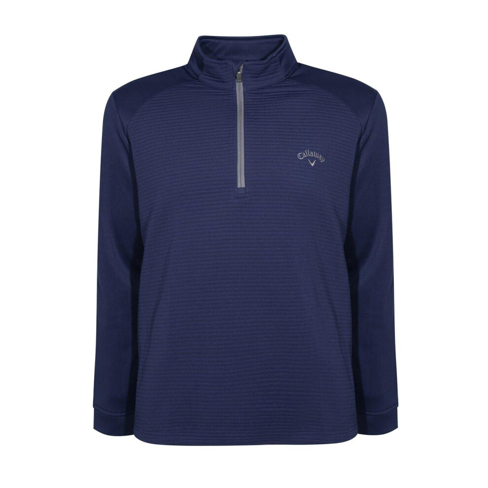 Callaway (M, Peacoat) Mens Herringbone Quarter Zip Golf Top