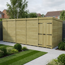 18 x 8 Pent Shed Tanalised (Double Door, No Windows)
