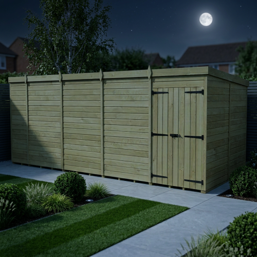 18 x 8 Pent Shed Tanalised (Double Door, No Windows) 2
