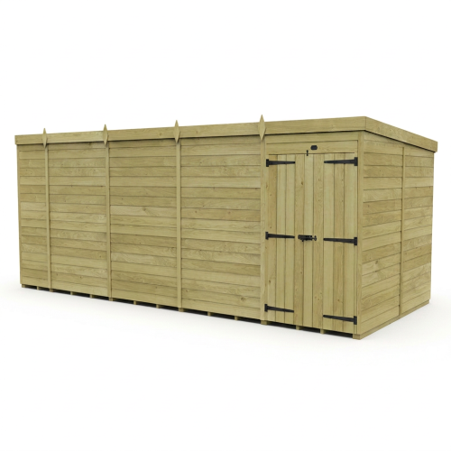 18 x 8 Pent Shed Tanalised (Double Door, No Windows) 1