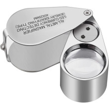 40X Jewelers Loupe Magnifier with Metal Construction, LED/UV Illuminated Magnifying Glass Foldable for Gems, Jewelry