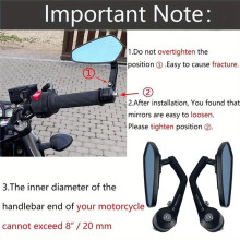 Motorcycle Handle Bar End Mirror 7/8Inch 22 mm Side Rearview Mirrors Custom Smoke Lens for