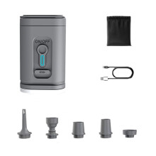 Portable Air Pump Rechargeable Air Pump Outdoor Small Dual-Purpose Pump Inflatable Bed Air Pump Camping Lamp Grey