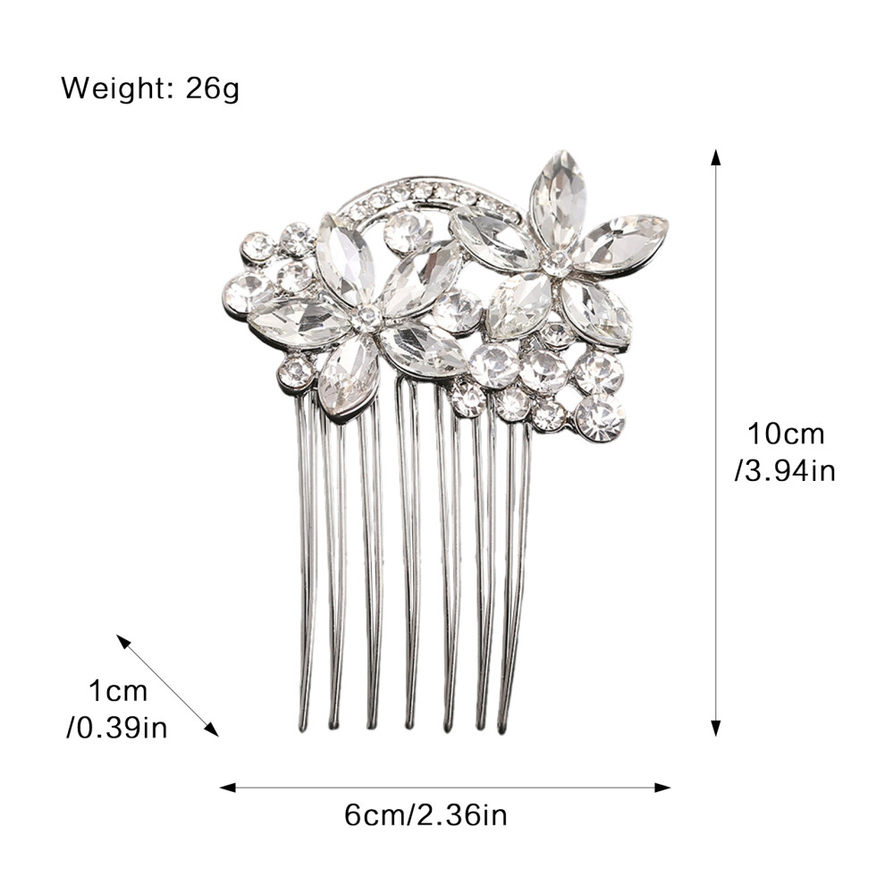 Creation-3C Bridal Rhinestone Hair Comb With Flower Decor