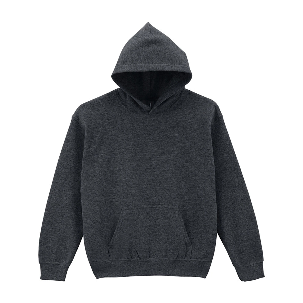 Gildan (7-8 Years, Fan Charcoal Heather) Childrens/Kids Heavy Blend Hooded Sweatshirt