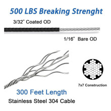 Light String Hanging Kit with 300 Feet of Vinyl Coated 304 Stainless Steel Cord,  Light String Hanging Kit