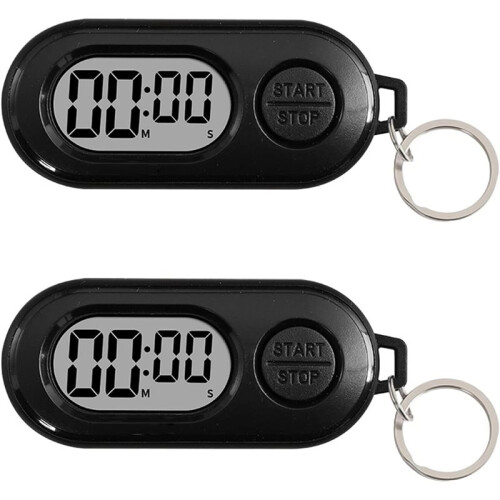 2 Pack  Digital Timer Keychain, Portable Countdown Timer and Stopwatch with LCD Display, Small Clip- Pocket Timer 1