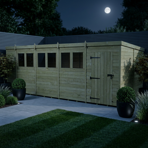 18 x 8 Pent Shed Tanalised (Single Door, With Windows) 2