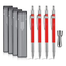 Streak Welders Pencil, Mechanical Metal Silver Pen with Built-in Sharpener for Welding, Fabrication, Woodworking