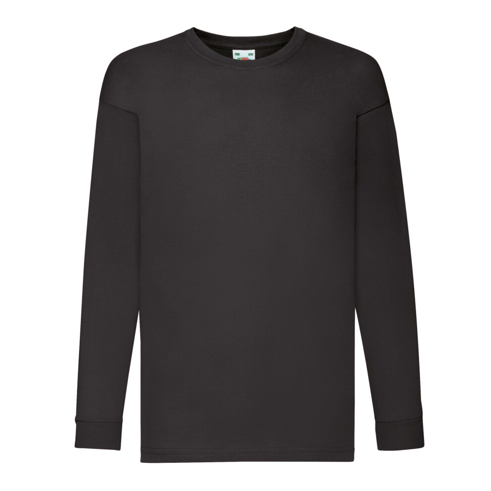 Fruit Of The Loom (7-8 Years, Black) Childrens/Kids Value Long-Sleeved T-Shirt