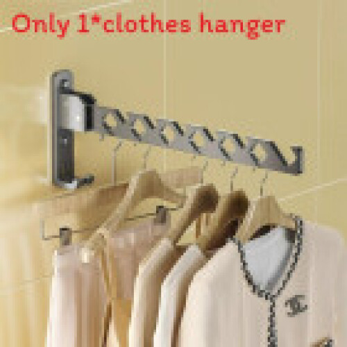 (Gray)Aluminum Wall Mount Retractable Clothes Hanger With Foldable For Home Tools