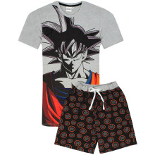 (M, Grey/Black/Red) Dragon Ball Z Mens Goku Short Pyjama Set