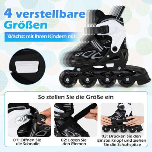 Verstellbare Kinder-Inlineskates mit Leuchtrollen, Größe M (EU 32-36) 1