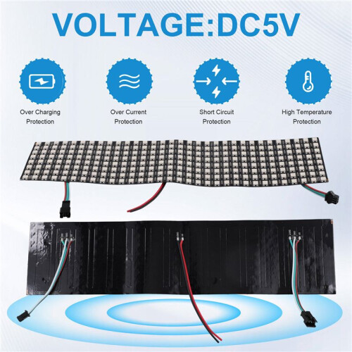 WS2812 Led Programmable Light Individually Addressable Flexible for Video Display, DC5V (8x32)