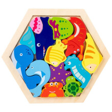 Baby Toy Wooden Jigsaw Puzzle Children'S Intelligence Puzzle Development Ealy Educational for Puzzle Marine Style