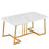 Couchtisch, Marmoroptik, 90 cm, Metallgestell, Weißgold 2