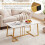 Couchtisch, Marmoroptik, 90 cm, Metallgestell, Weißgold 3