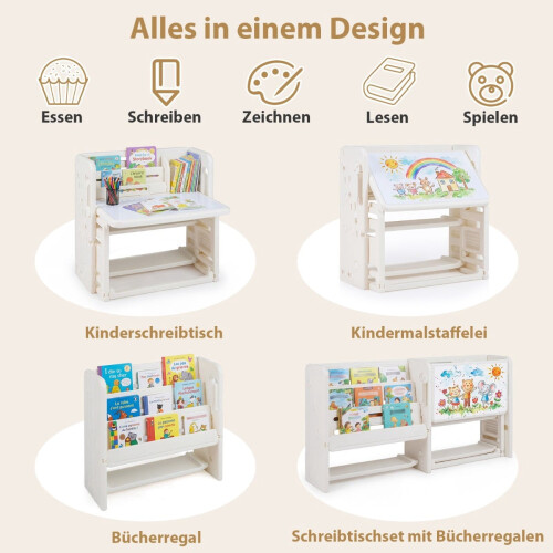 Kinderschreibtisch-Set mit Bücherregalen und Whiteboard 2