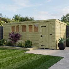 19 x 9 Pent Shed Tanalised (Single Door, With Windows)