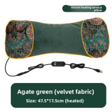 (Green)Electric Heated Pillow With Bone Shape And Flower Pattern For Relaxation Home At