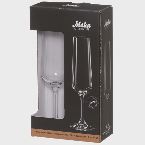 Champagnergläser, 20,5 cl, 2er-Set, robustes Glas 2